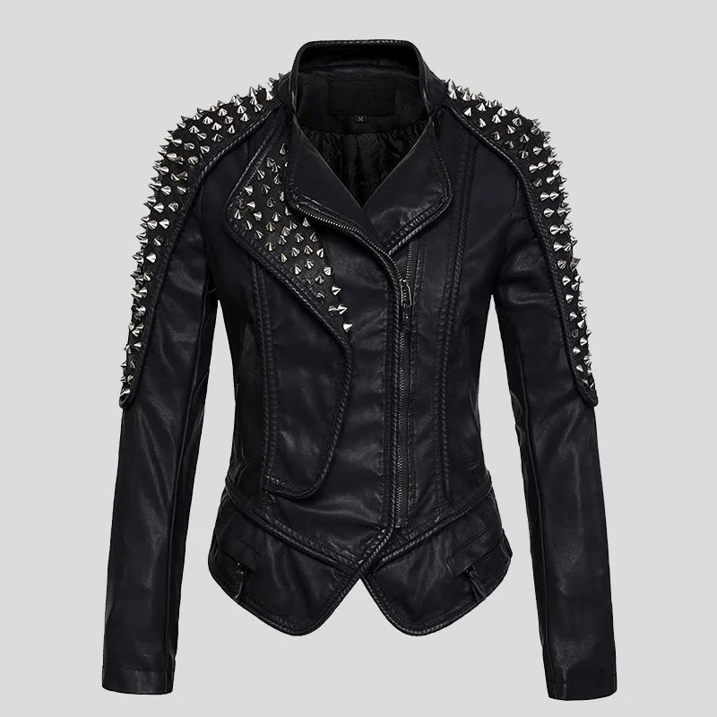 Women’s Punk Stylish Studded Leather Jacket