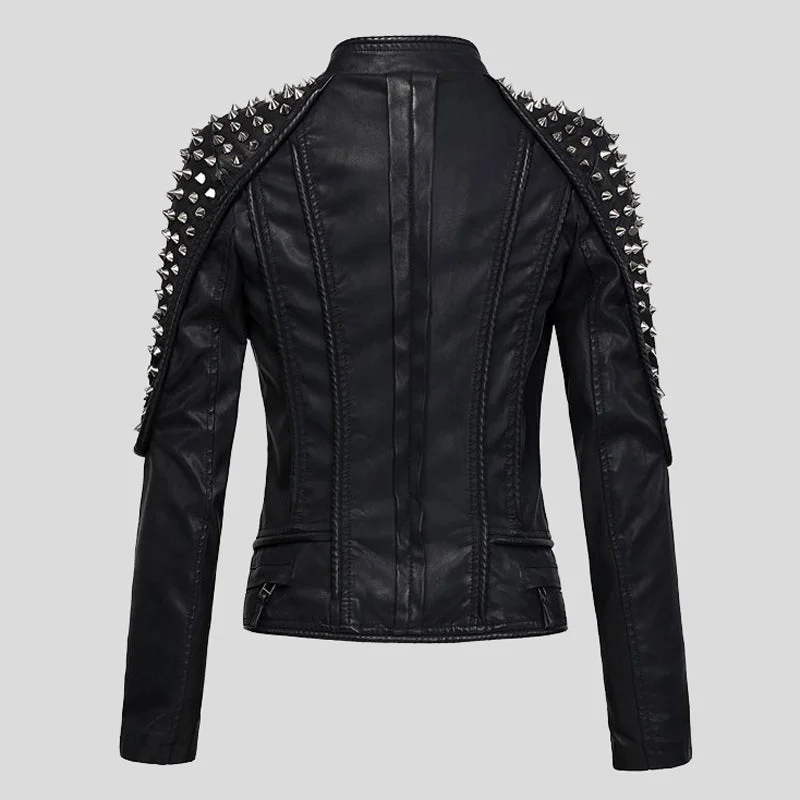 Women’s Punk Stylish Studded Leather Jacket