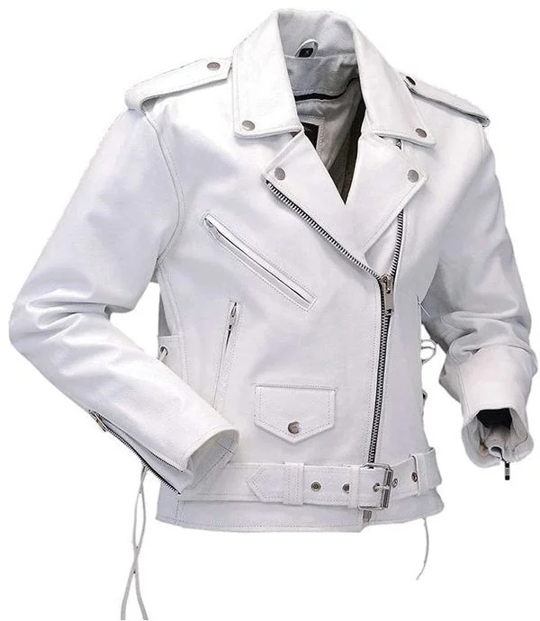 Womens White Motorcycle Leather Jacket