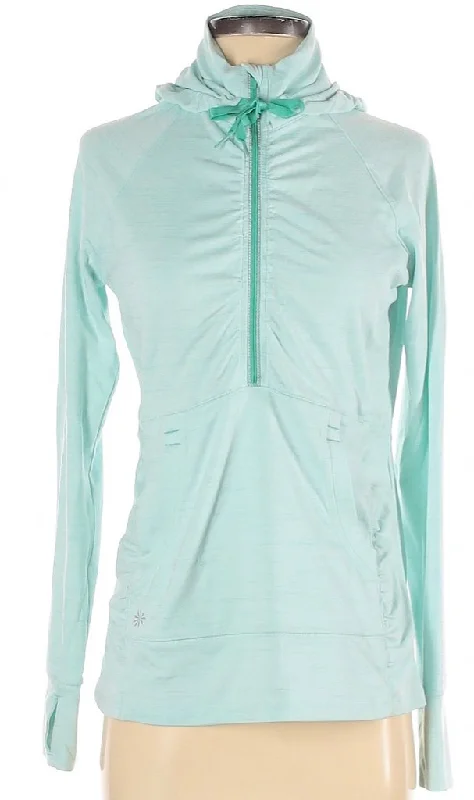 Athleta Mint Heather Hooded Half Zip Pullover Size S MSP$