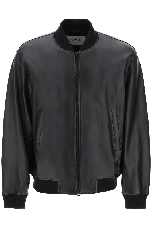 Closed leather bomber jacket C87168 82Z 22 BLACK