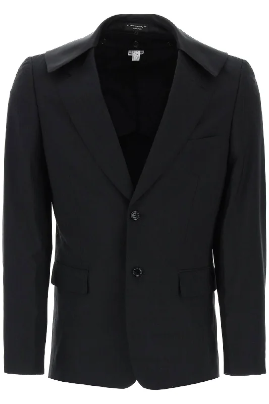 Comme des garcons homme plus satin collar blazer with eight PM J055 BLACK X BLACK