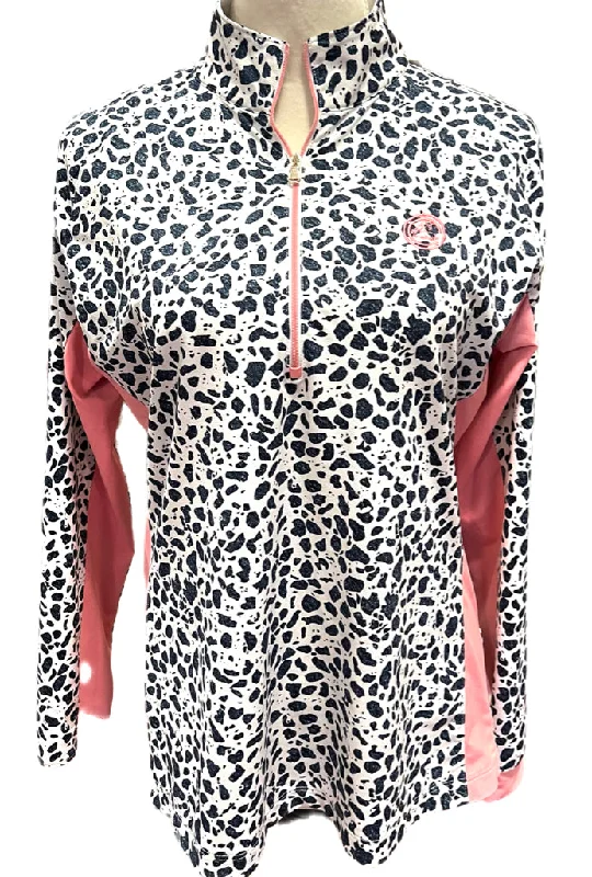 Fairway & Greene Women's Animal Print Pullover w/ Pink Accents & Logo Size L MSP$124