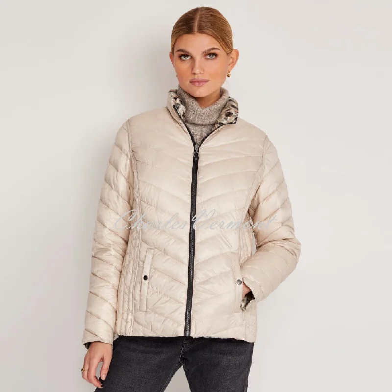 Frandsen Lightly Padded 2-in-1 Reversible Jacket - Style 726-588-8511 (Pale Beige / Dark Brown / Multi)