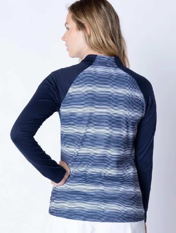 New Levelwear Lilac Lightweight Striped Golf Midlayer Pullover Navy MSP$75