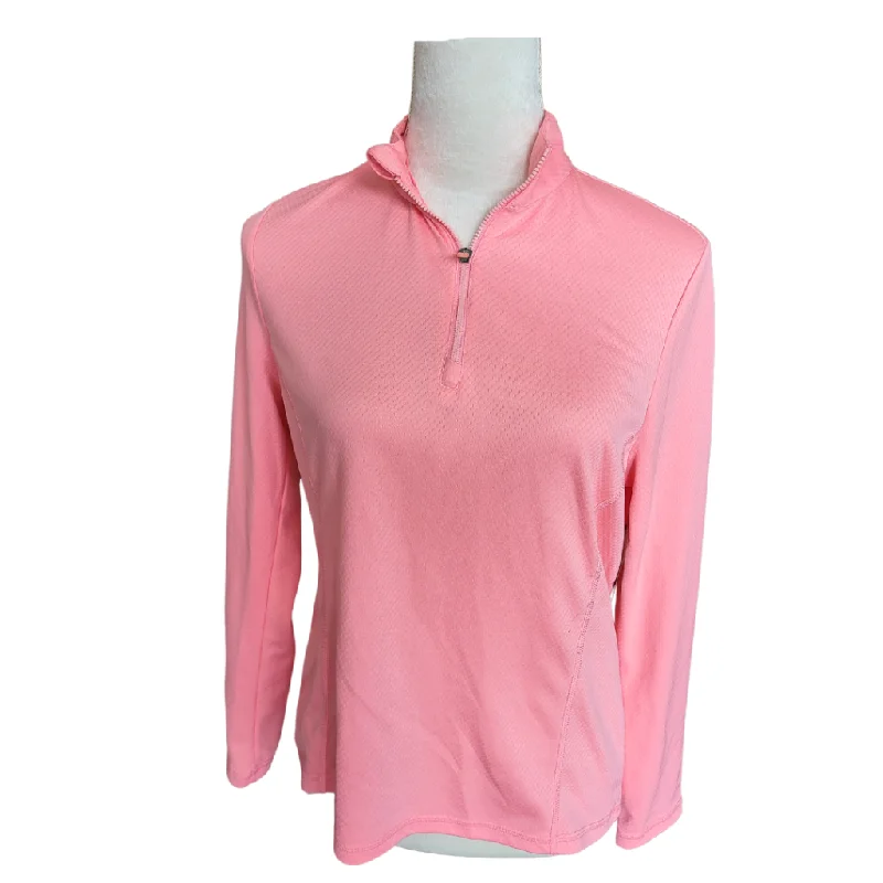 PGA Tour Neon Coral 1/4 Zip Mock-Neck Long Sleeve Pullover Size M