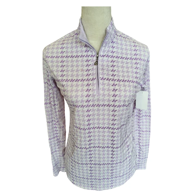 San Soleil Lavender Houndstooth 1/4 Zip Pullover Size M