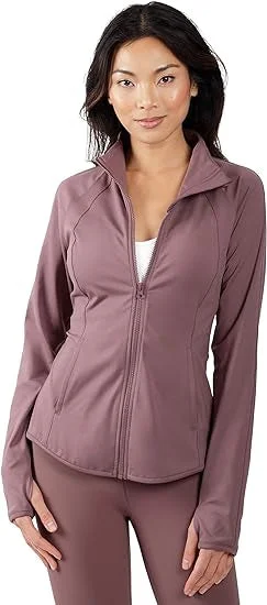 Yogalicious Purple Ultra Soft Lightweight Full Zip Yoga Jacket with Pockets Size L