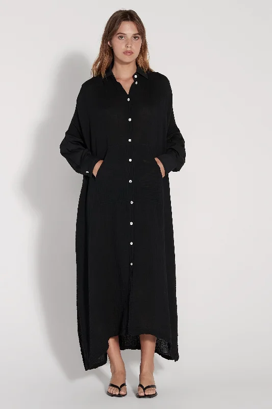 Gauze Black Caftan Dress