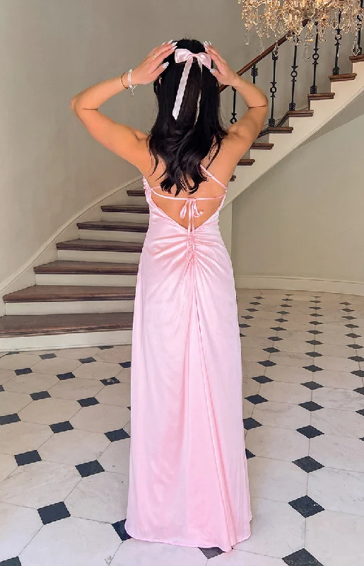 Blaise Pink Satin Maxi Dress