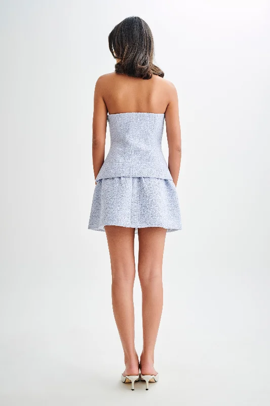 Cyrus Gathered Boucle Mini Skirt - Sky Blue