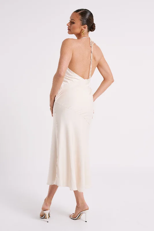 Geena Halter Midi Dress - Sand