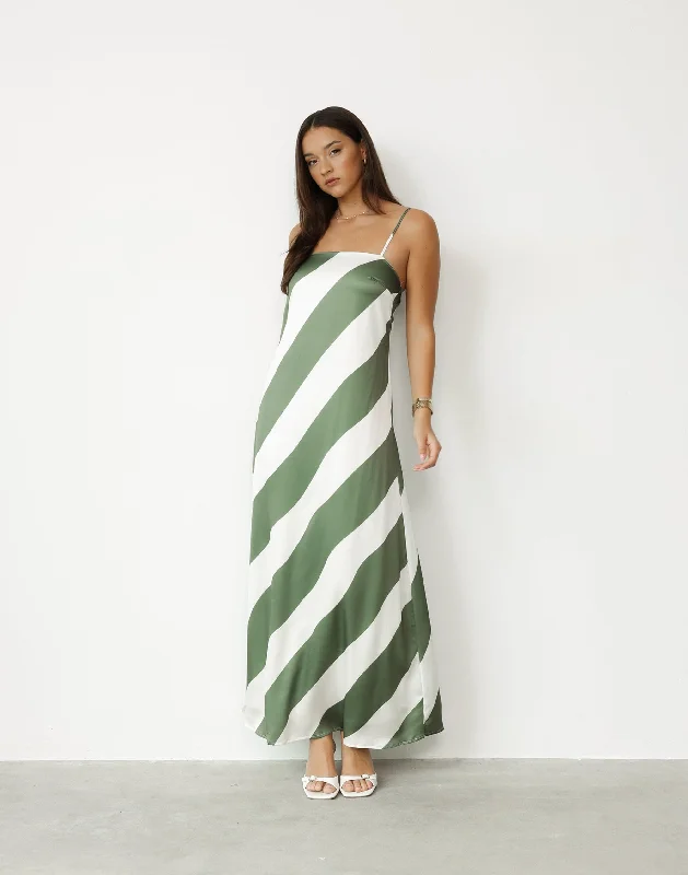 Kacey Maxi Dress (Khaki Stripe)