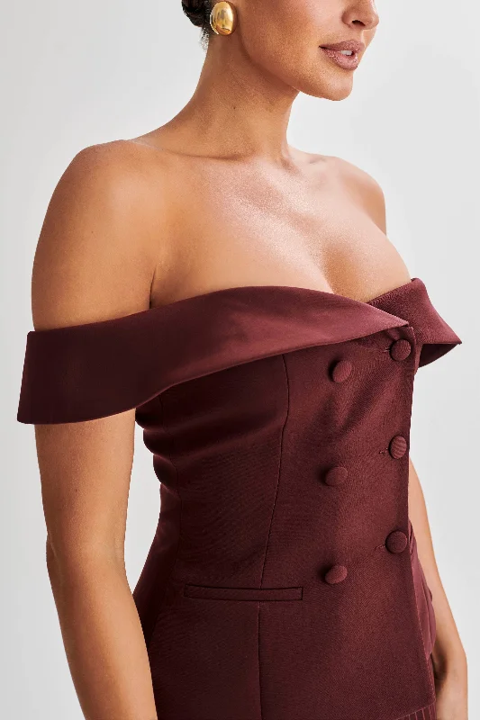 Krista Strapless Suiting Top - Plum