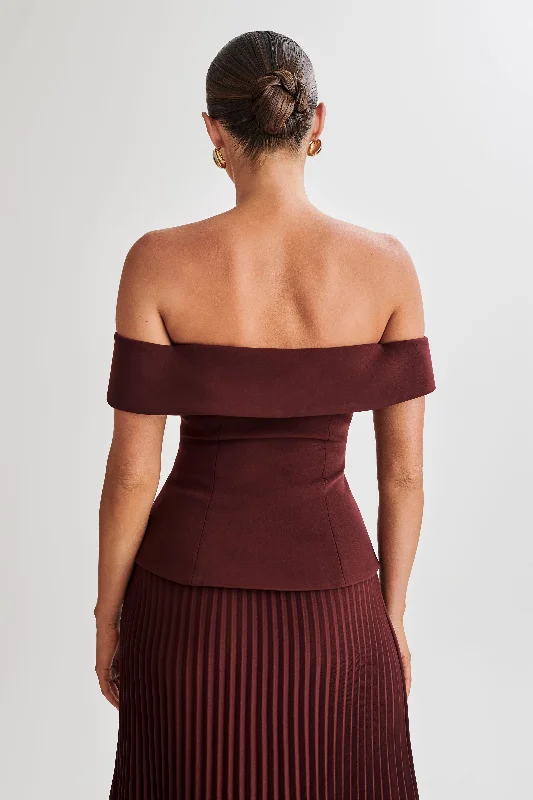 Krista Strapless Suiting Top - Plum