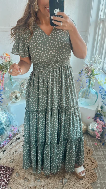 ECB Exclusive: Many Moments Floral Maxi Dress, Green