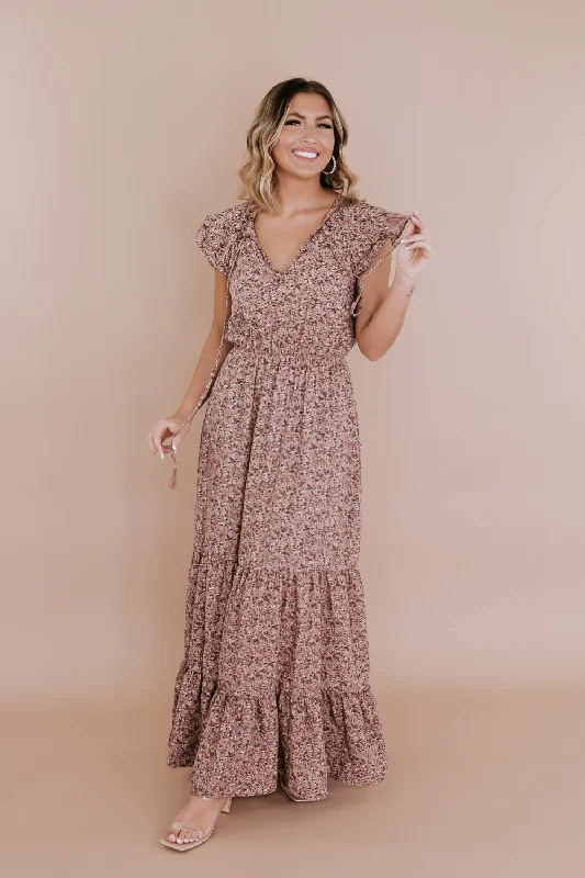 ECB Exclusive: Melody Floral Maxi Dress, Mauve