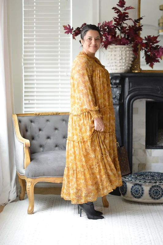 Sandra Mustard Floral Dress