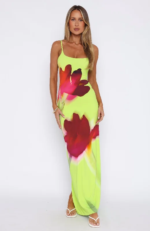 Take A Breath Maxi Dress Lime Blossom