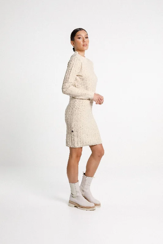 Zigzag Turtle Neck Dress - Sale - Latte