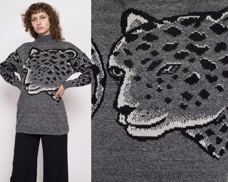 80s Cheetah Mockneck Sweater - Medium