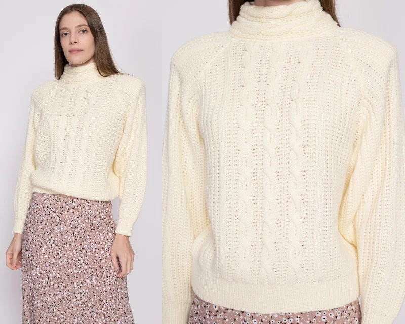 Medium 80s Cable Knit Turtleneck Sweater