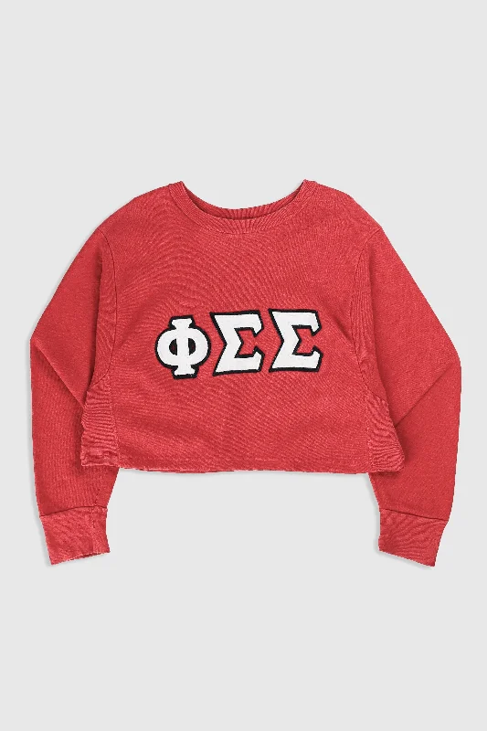 Rework Phi Sig Crop Sweatshirt - L