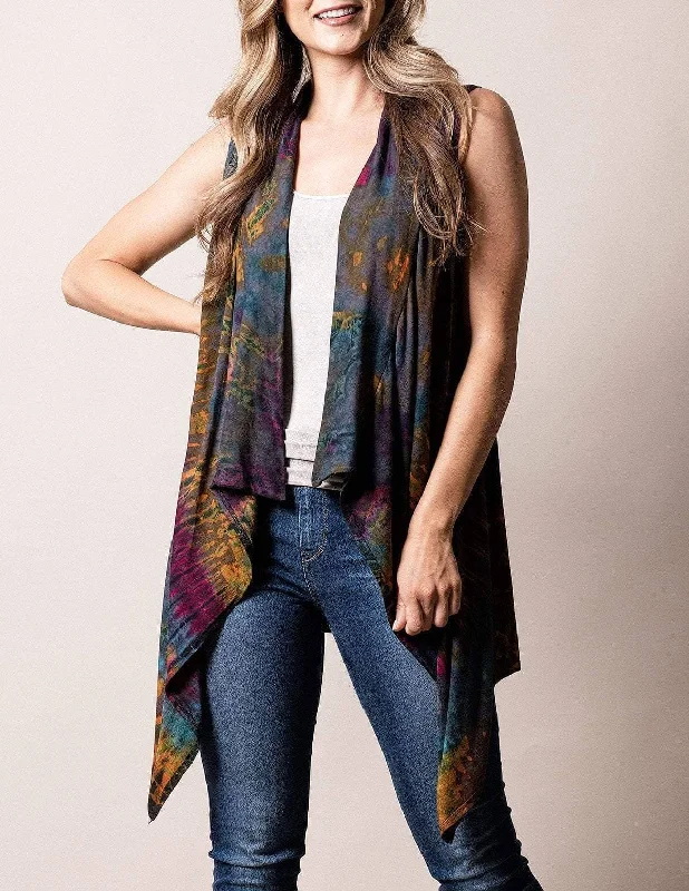 Tie-Dye Sleeveless Wrap - Grey