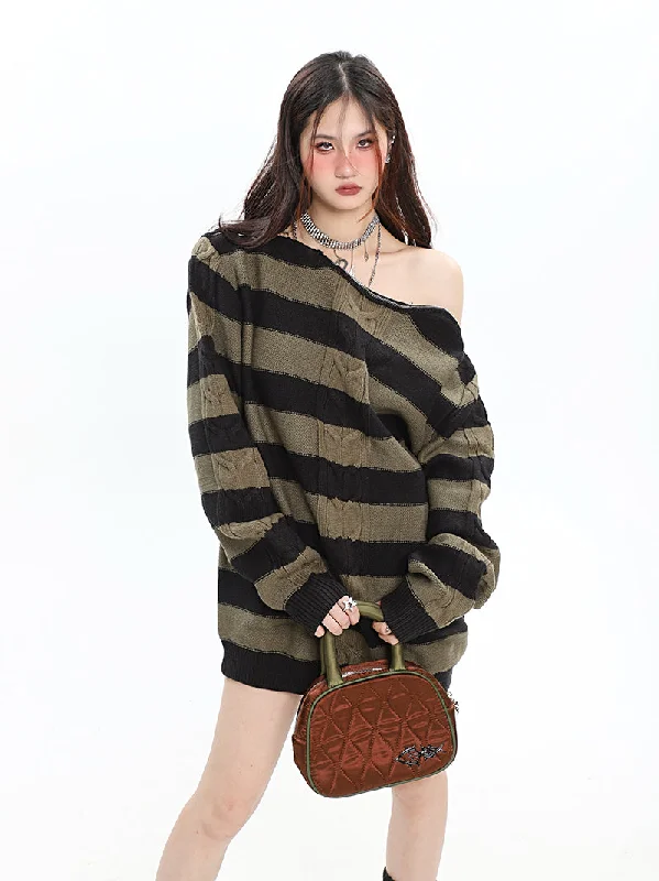 Valeria Striped Knitted Long Sleeve Sweater