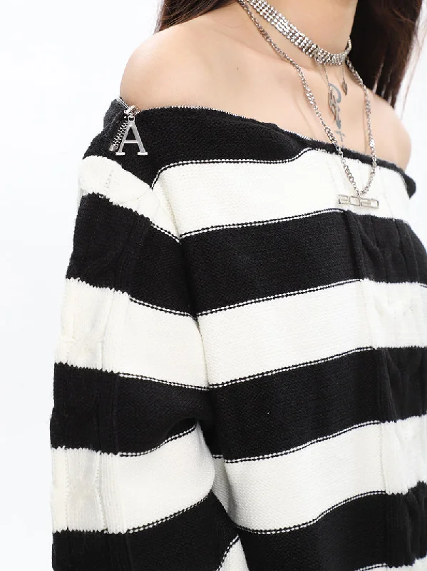 Valeria Striped Knitted Long Sleeve Sweater