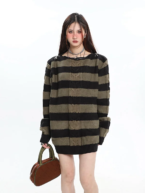 Valeria Striped Knitted Long Sleeve Sweater