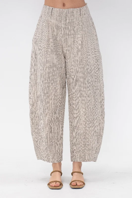 Bari Crop Trouser, Cream Pinstripe