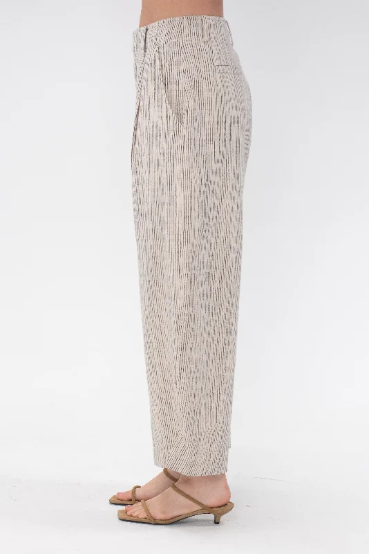 Bari Crop Trouser, Cream Pinstripe