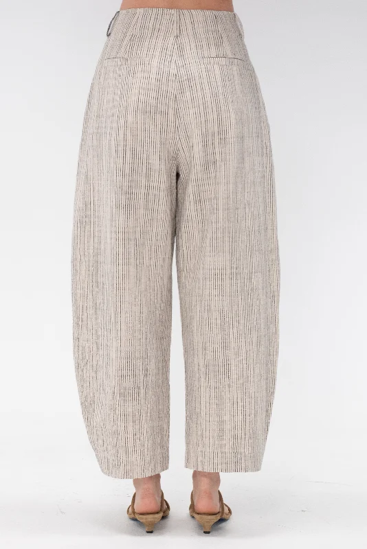 Bari Crop Trouser, Cream Pinstripe