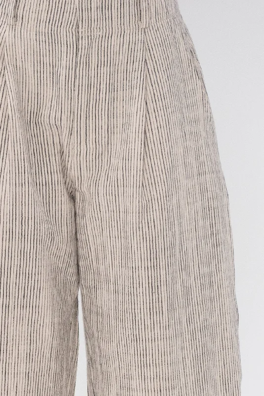 Bari Crop Trouser, Cream Pinstripe