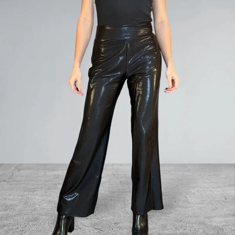 Black Mystique Wide Straight Leg Relaxed Fit Pants