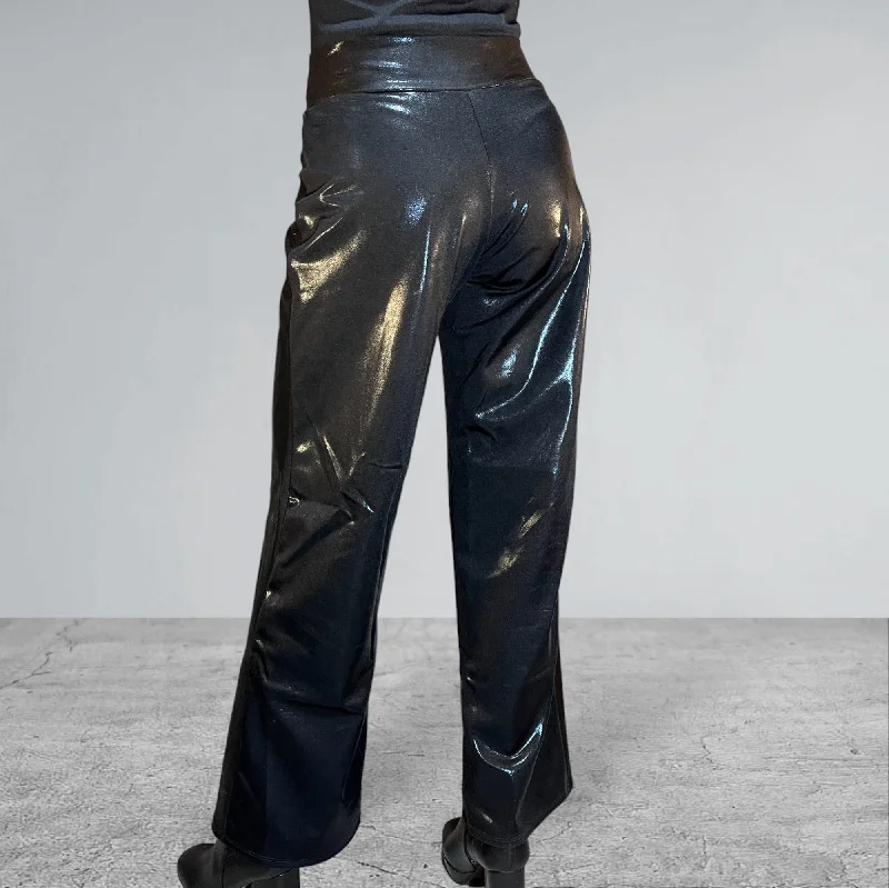 Black Mystique Wide Straight Leg Relaxed Fit Pants