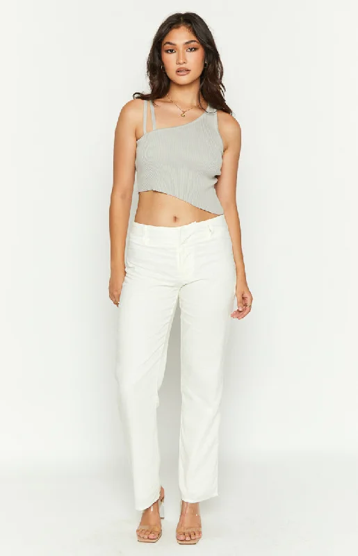 Delaney White Linen Blend Pants