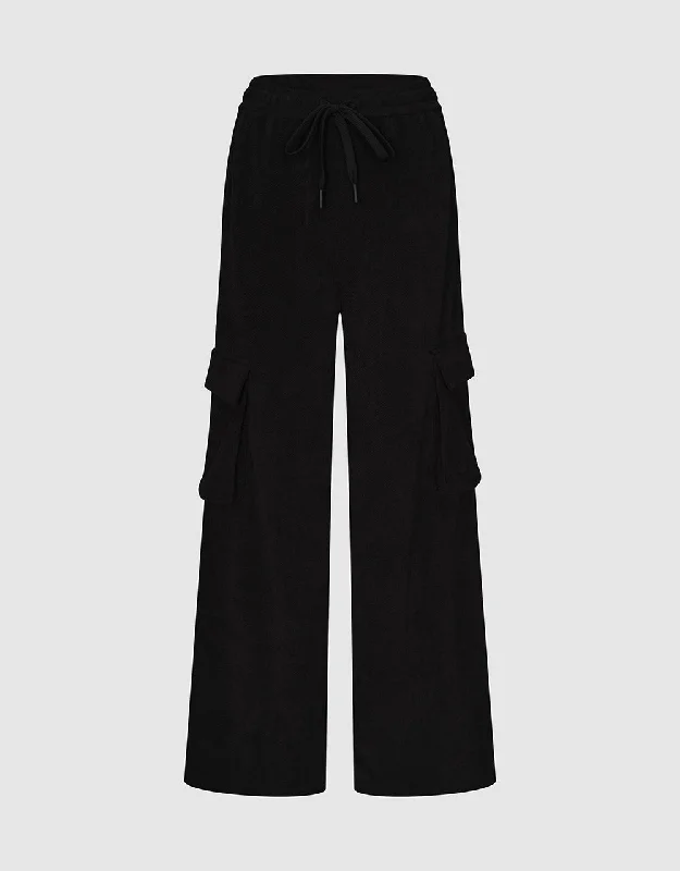 Drawstring Waist Knitted Straight Pants