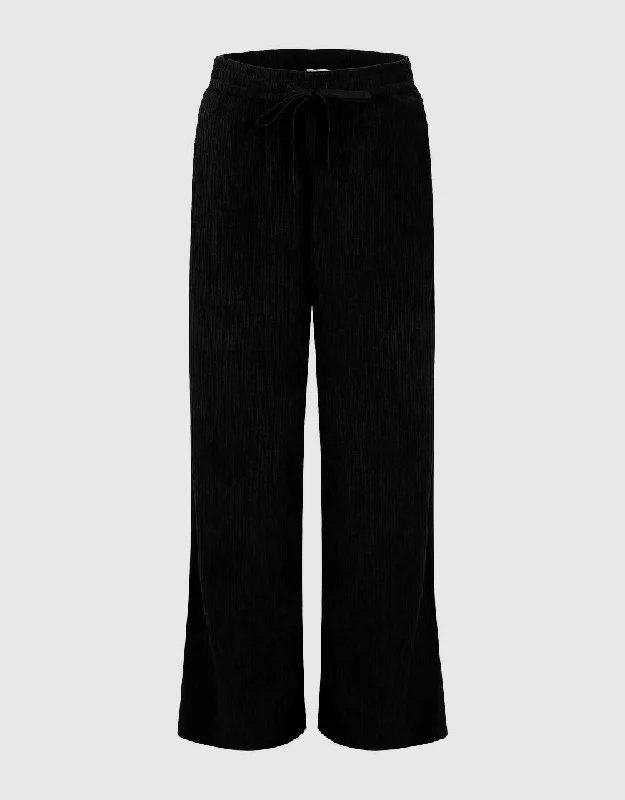 Drawstring Waist Knitted Wide-Leg Pants