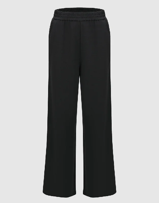 Elastic Waist Knitted Wide-Leg Pants