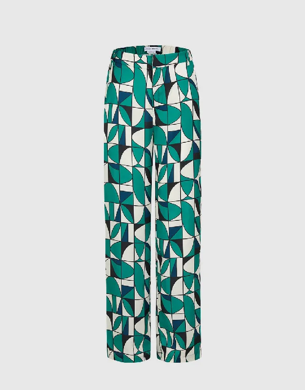 Geometric Print Wide Leg Pants