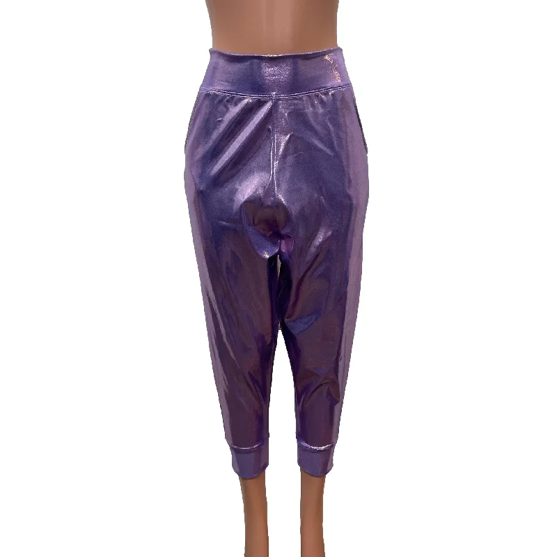 SALE - Harem Pants Drop-Crotch w/Pockets - Metallic Lilac Purple Joggers