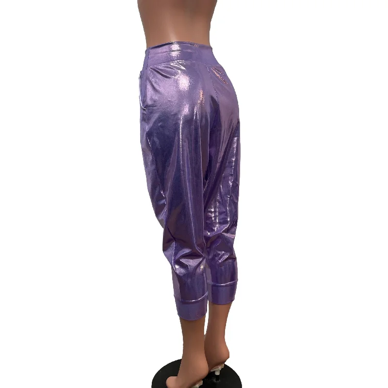 SALE - Harem Pants Drop-Crotch w/Pockets - Metallic Lilac Purple Joggers