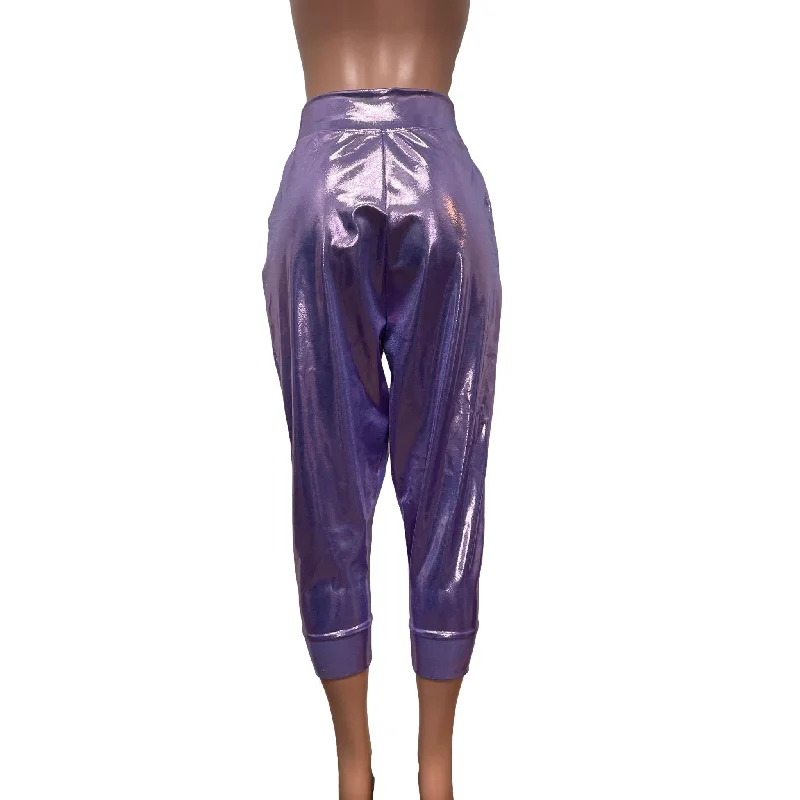 SALE - Harem Pants Drop-Crotch w/Pockets - Metallic Lilac Purple Joggers