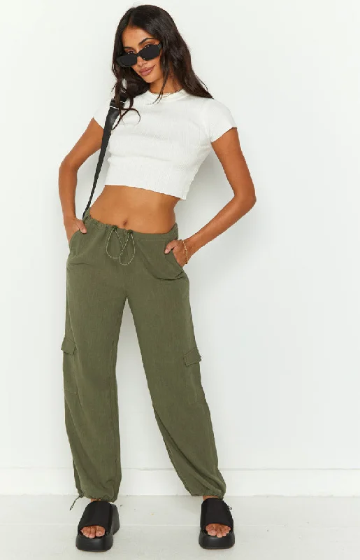 Kady Khaki Soft Cargo Pants