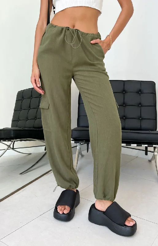 Kady Khaki Soft Cargo Pants