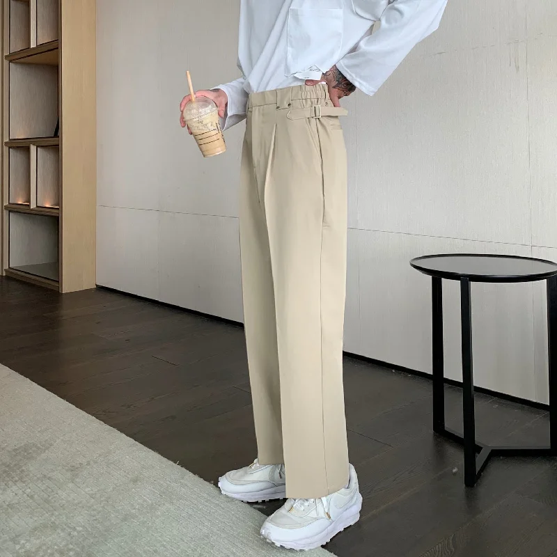 Roger Solid Color Straight Leg High Waist Suit Pants