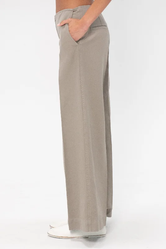 Zip-Front Wide Trousers, Dove