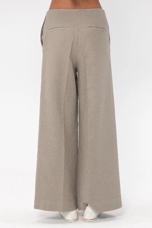 Zip-Front Wide Trousers, Dove